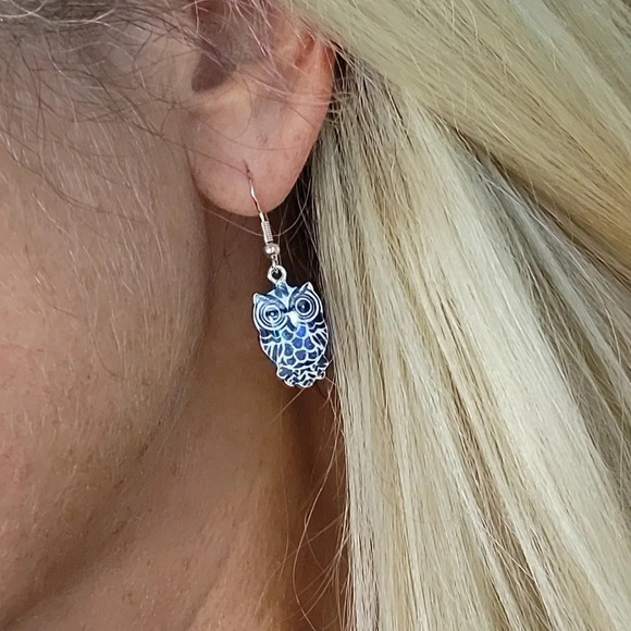 MONOCHROME OWL Drop Earrings - Picture 3 of 7